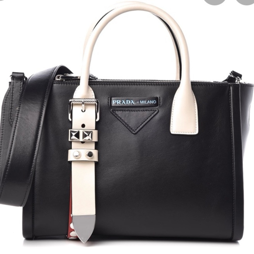 NWOT Prada Studded Concept Top Handle Leather Bag - Black